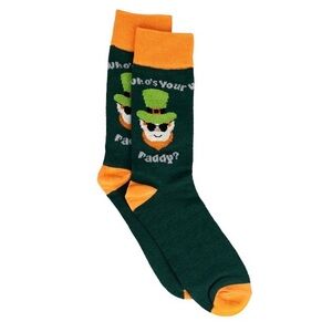 St. Patrick’s Day ☘️(Who’s Your Daddy) Playful Green & Orange Men’s Socks